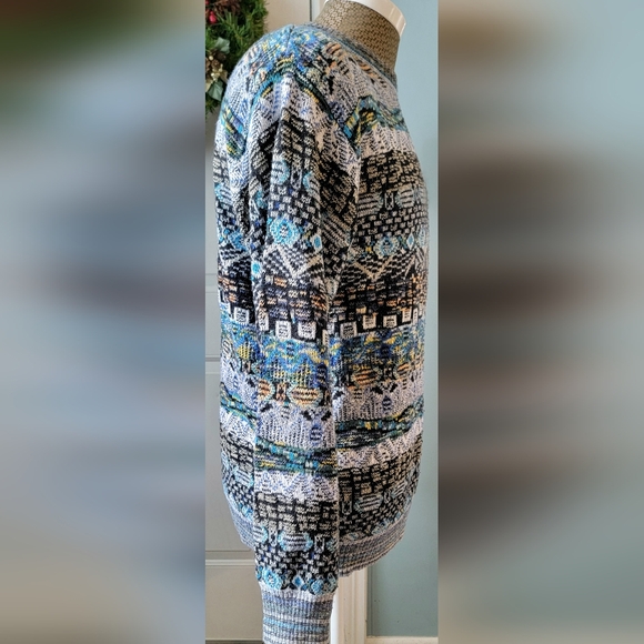 90s Vintg Mondo Di Marco Crew Neck Sweater Mens M Multi Cosby Knit Made In Italy - Picture 4 of 9